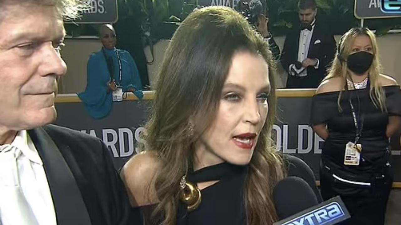 Lisa Marie Presley was supported by friend Jerry Schilling at the Golden Globes. Picture: Extra