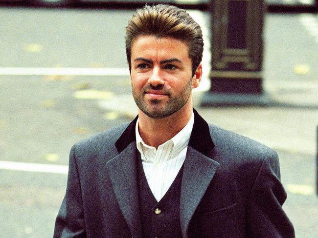 George Michael arrives to give evidence at the Royal Courts of Justice in London. Michael was petitioning the court to release him from his contract with Sony Music Entertainment (UK) Ltd. Picture: AP