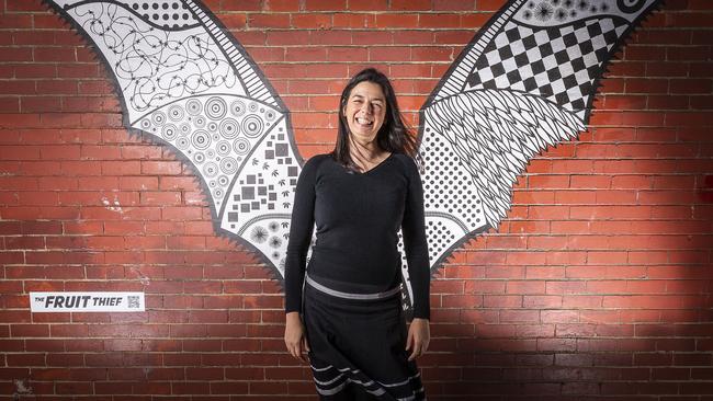 Croydon Main Street’s Marta Makkai at The Fruit Thief installation. Photo: Daniel Pockett