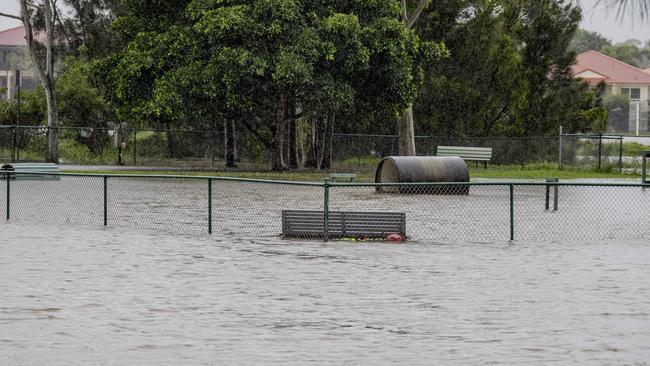 A flooded dog park along at Robina Parkway. Picture: Jerad Williams