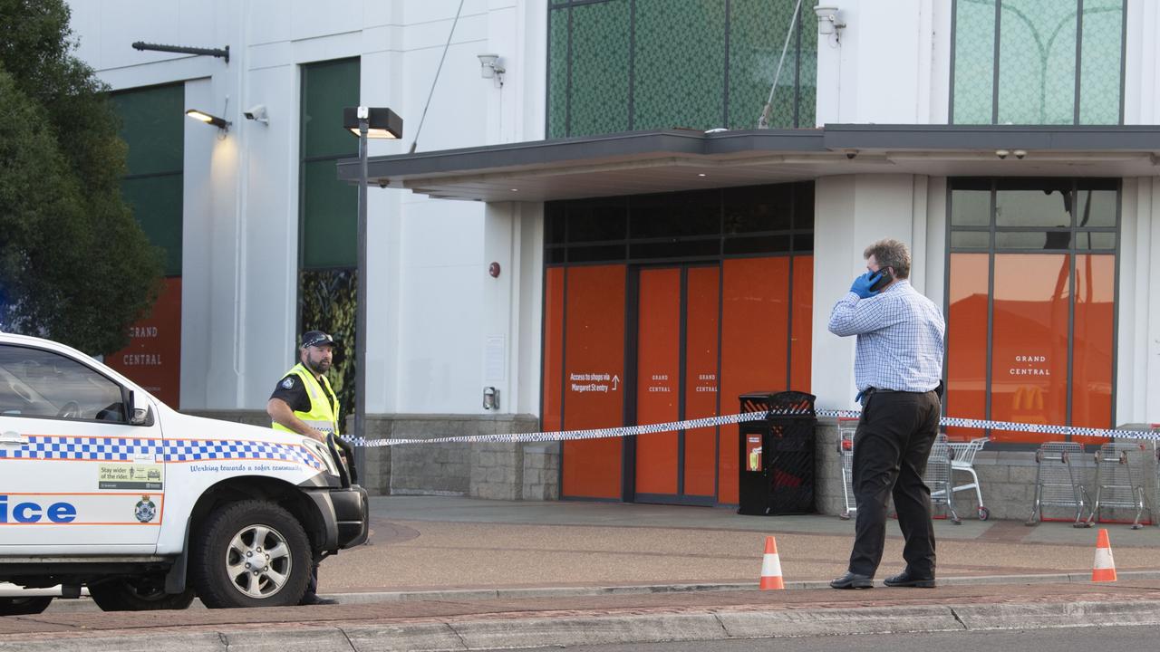 The scene of an assault on an elderly man outside Grand Central on Monday. Picture: Nev Madsen