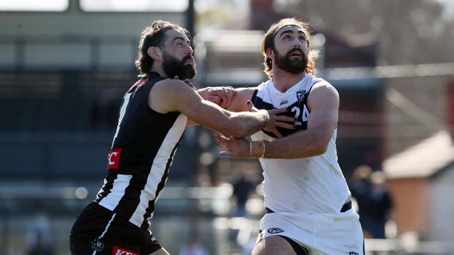 Brodie Grundy playing in the VFL when coming back from injury in 2022. Picture: David Crosling