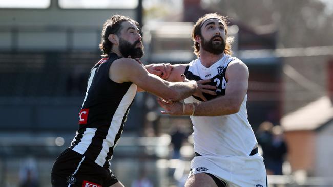 Brodie Grundy playing in the VFL when coming back from injury in 2022. Picture: David Crosling