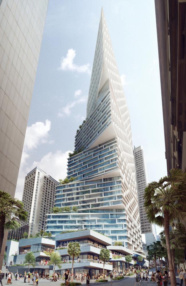 An artist’s impression of Quay Quarter Tower, a vertical village made up of five ‘blocks’ shaped to capture daylight and great views for professionals.