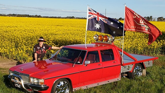 Peter Jeffrey, from Ballarat, with his Holden WB Twin Cab amongst the canola. He says: "It has history, from hauling a caravan and boat on family holidays, to now 25 years on and three restorations later."