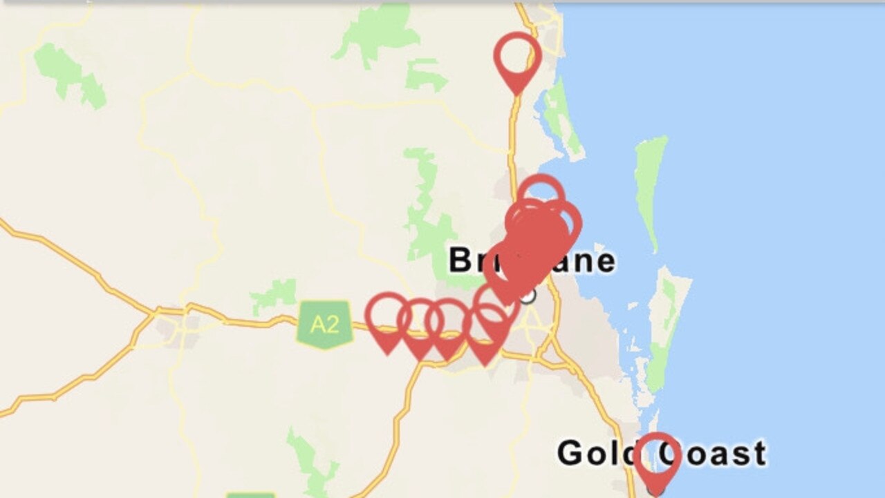 The app shows real-time outbreaks across Australia. Source: Australian National University