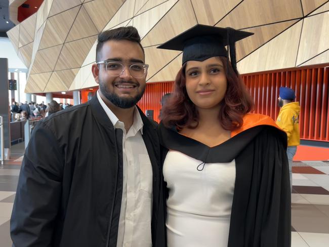 Priyanka Makkar, with Rohit Makkar, graduated with a Bachelor of Nursing from the Australian Catholic University. Picture: Brittany Busch