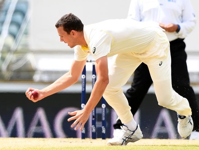 Josh Hazlewood took a screamer to dismiss Alastair Cook.