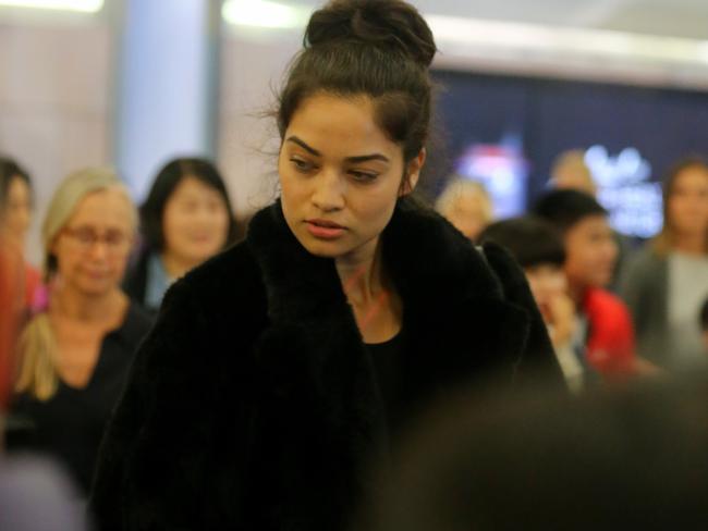 Shanina Shaik arrived in Sydney yesterday at North Bondi Fish today. Picture: John Grainger