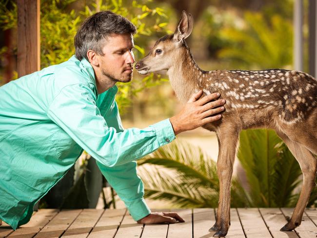 Matt with fawn Prancer. Picture: Mark Stewart