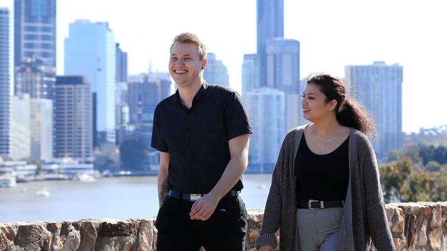 Caroline Fletcher and Ben Jackman from Queensland Family and Child Commission Youth Advisory Council. Picture: Adam Head