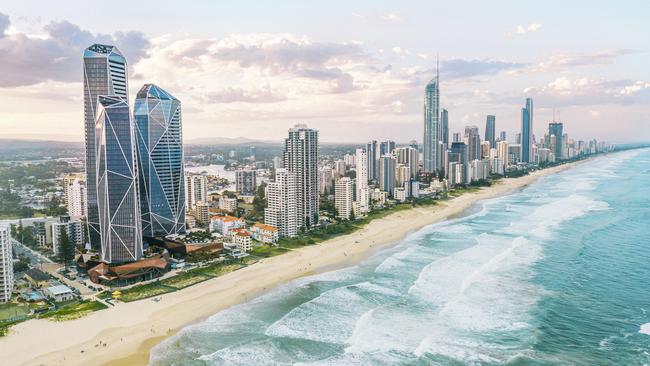 Aerial shot of Broadbeach, Gold Coast. Photo: Rian Cope / Tourism & Events QueenslandEscape Sat Mag 14 March 2025 Which Way to Go - Gold Coast