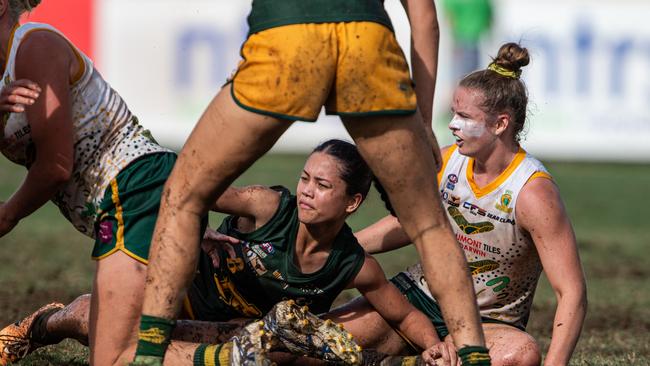 Lavinah Pollo in the 2023-24 NTFL Women's Grand Final between PINT and St Mary's. Picture: Pema Tamang Pakhrin
