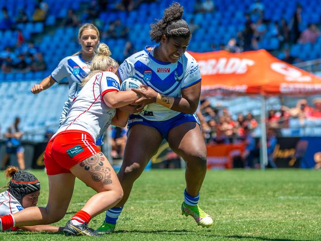 Ilisapeci Bari of the Bulldogs. Nswrl junior Reps 1 , Tarsha Gale Cup match between Canterbury vs St George at Belmore sports ground , Saturday feb 4, 2023Picture