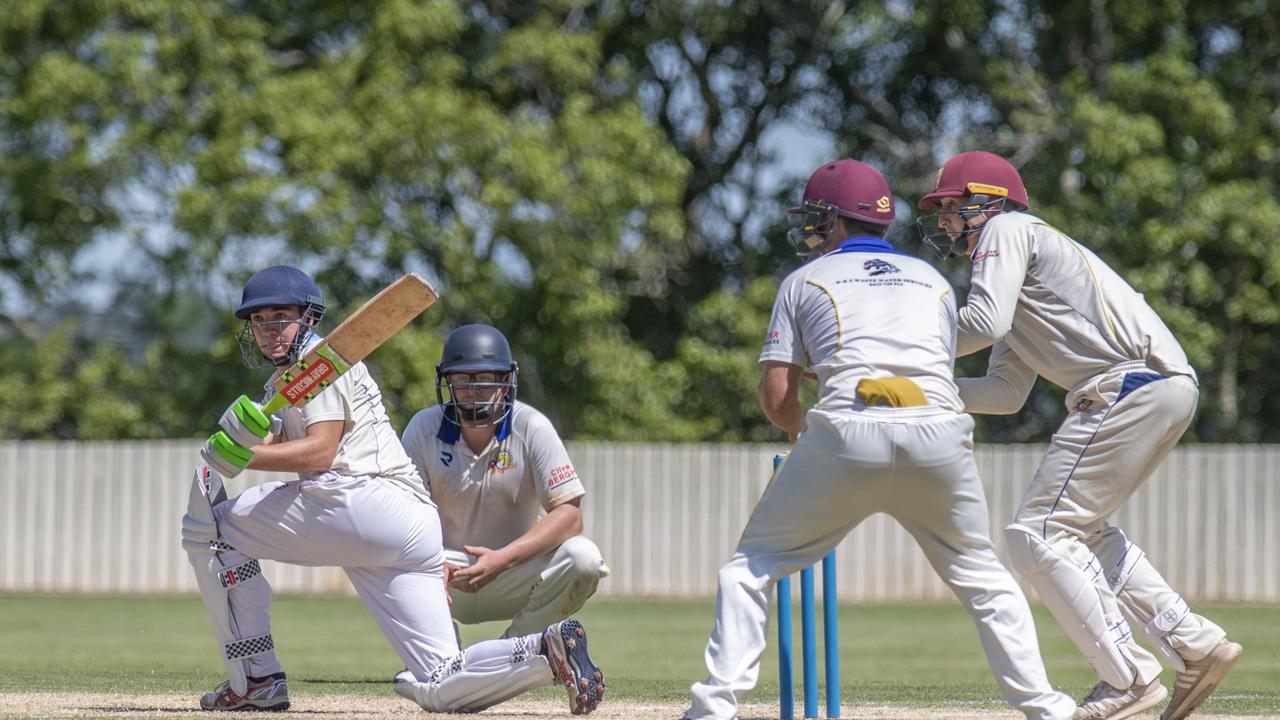 Ryan Ward hits a boundary for Wests. Picture: Nev Madsen.