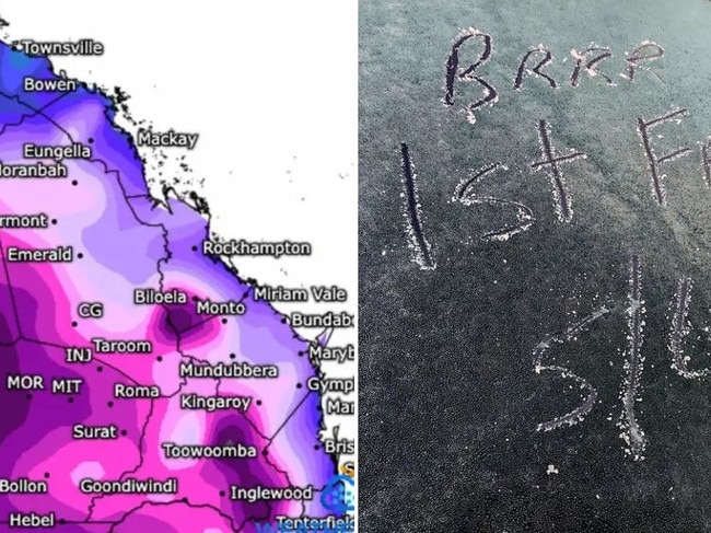 South East Queensland has been hit with widespread frost as temperatures plummet thanks to the effects of a twin polar blast