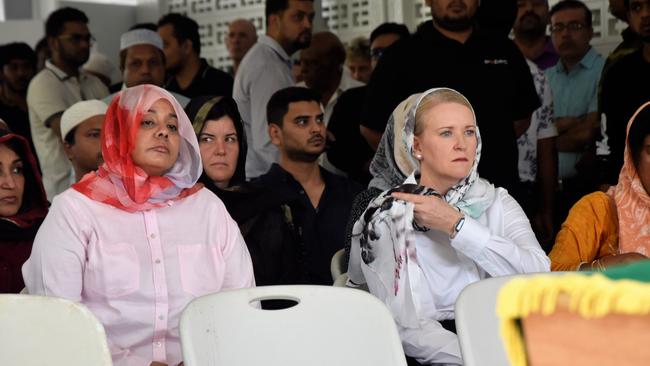 Among those at Md ‘Sifat’ Isfaqur Rahman’s funeral were International Education Minister Ngaree Ah Kit, Deputy Chief Minister Nicole Manison and Chief Minister Natasha Fyles. Picture: Annabel Bowles