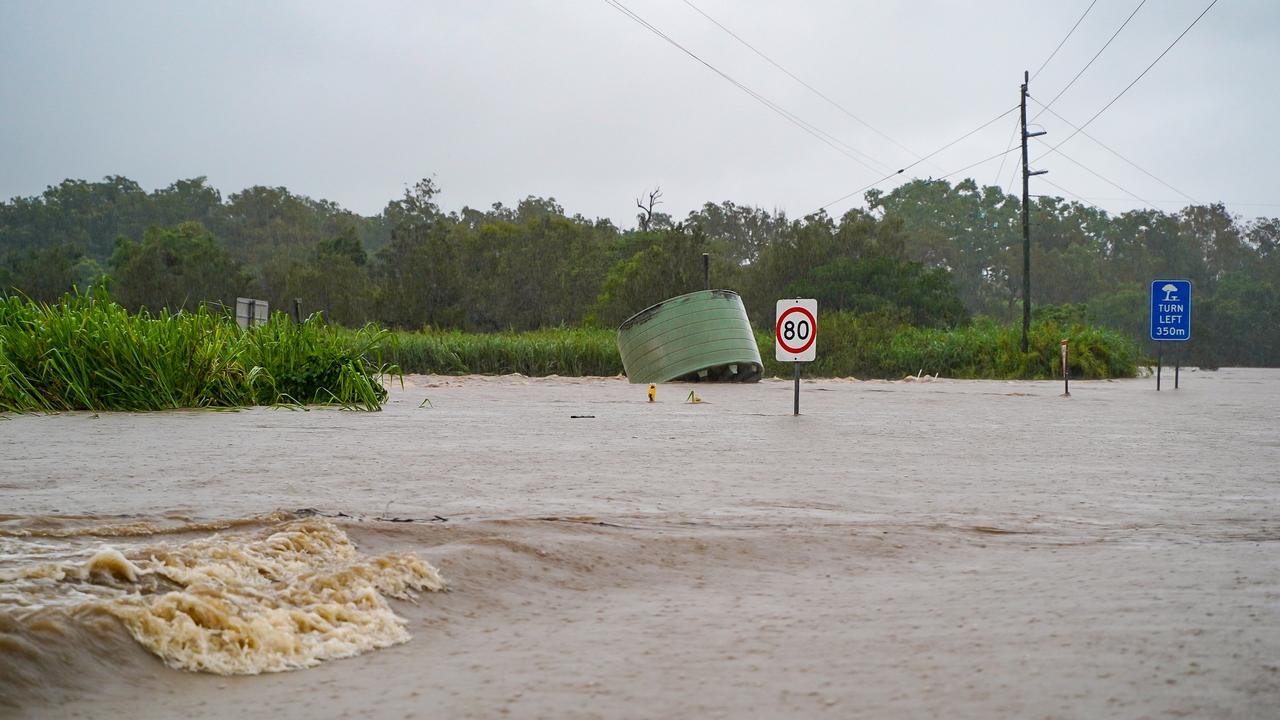 Cattle Creek at Gargett along Mackay-Eungella Rd west of Mackay was well and truly under water as heavy rain continues to smash much of North and Central Queensland. January 16, 2023. Pictures: Heidi Petith / Janessa Ekert