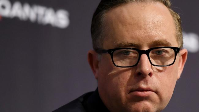 Qantas CEO Alan Joyce speaks to the media during a press conference in Sydney, Thursday, June 25, 2020. Qantas will cut at least 6,000 jobs across all parts of the business and continue to stand down 15000 employees as part of its plan to recover from the impact of the COVID pandemic. (AAP Image/Bianca De Marchi) NO ARCHIVING