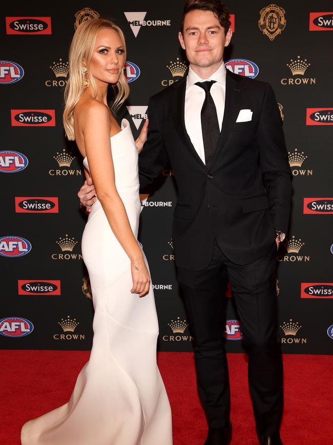 Julie Clark and Lachie Neale at the 2018 Brownlow Medal. Picture: Getty Images