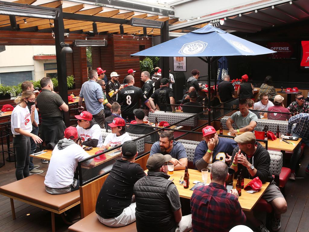 Superbowl fans at the Sporting Globe. Picture: Alison Wynd