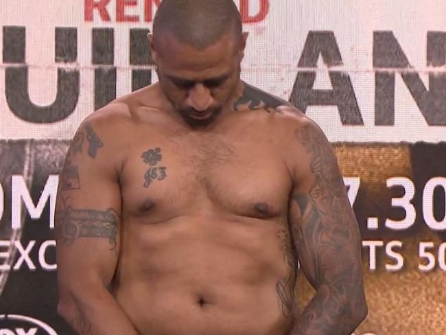 Renold Quinlan missed weight by nearly five kilograms. Picture: Kayo Sports.