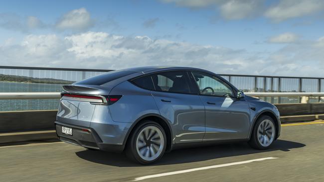 The new look 2025 Tesla Model Y is seriously eyecatching. Picture: Mark Bean