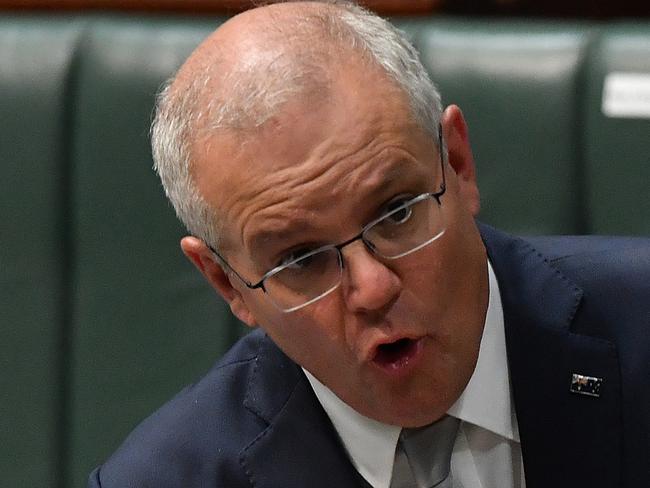 CANBERRA, AUSTRALIA - MARCH 18: Prime Minister Scott Morrison speaks during Question Time in the House of Representatives at Parliament House on March 18, 2021 in Canberra, Australia. SenatorÃÂ Stirling GriffÃÂ has issued a statement confirming that Centre Alliance only supports changes to casuals provisions and wage theft and will not support the rest of the Industrial Relations omnibus bill. (Photo by Sam Mooy/Getty Images)