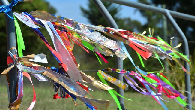 The Loud Fence at Domeney Reserve, with tributes to victims of Barry Watson.