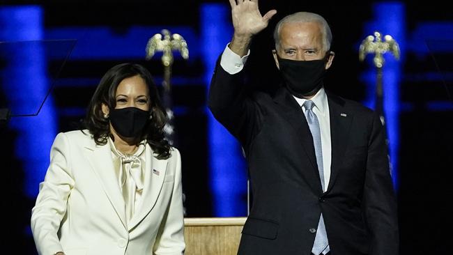 US president-elect Joe Biden and vice president-elect Kamala Harris after being declared the winners of the presidential election. Picture: AFP