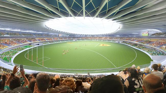 Inside the proposed Macquarie Point 2.0 stadium. Picture: SolutionsWon Group