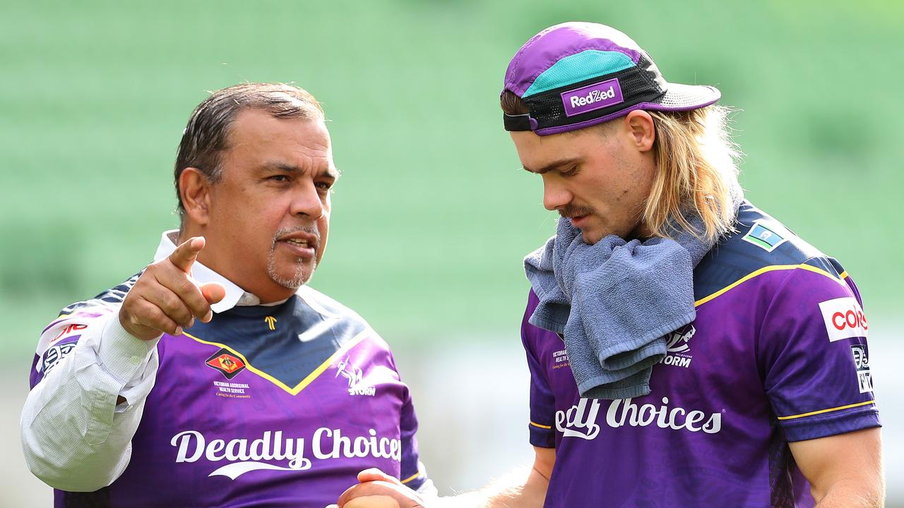 Ryan Papenhuyzen (R) is nearing a return in a huge boost for the Storm. Picture: Getty