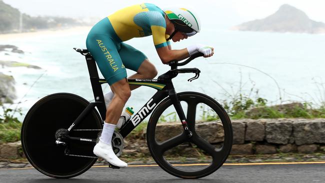 Rohan Dennis competes in the Cycling Road Men's Individual Time Trial.