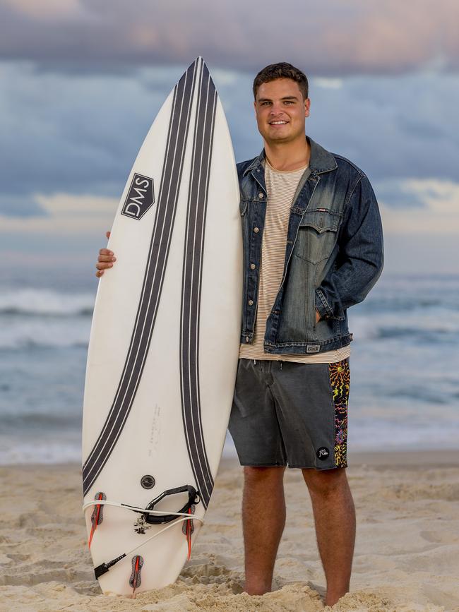 Tugun local and Surfer Ari Miles was involved in a heroic rescue off Tugun beach two weeks ago, saving an injured surfer from drowning. . Picture: Jerad Williams