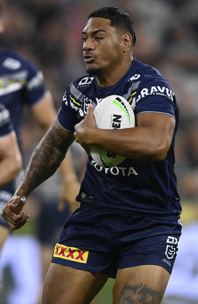 Thomas Mikaele during the round nine NRL match between North Queensland Cowboys and Dolphins. (Photo by Ian Hitchcock/Getty Images)