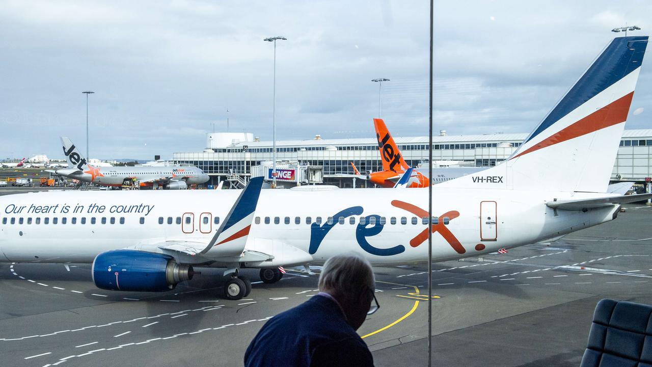 SYDNEY, AUSTRALIA. NewsWire Photos. July 30, 2024. Rex Airlines at Sydney domestic airport. The Australian airline is forced into a trading halt amid questions about its future. Picture: NewsWire / Jeremy Piper