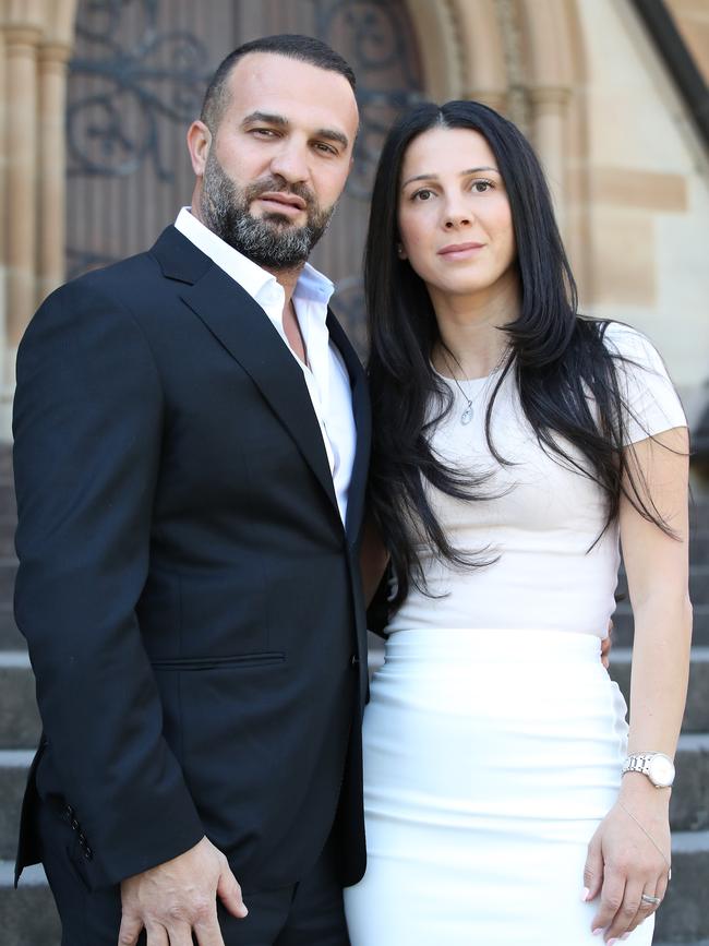 The couple outside St Mary’s Cathedral on Easter Sunday. Picture: David Swift