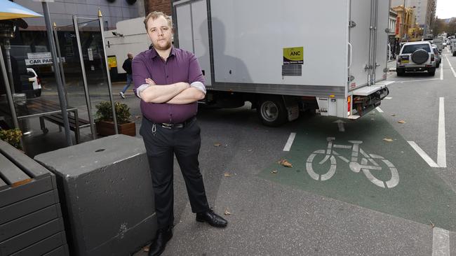 There has been an outcry over the Exhibition St bike lanes. Picture: Alex Coppel