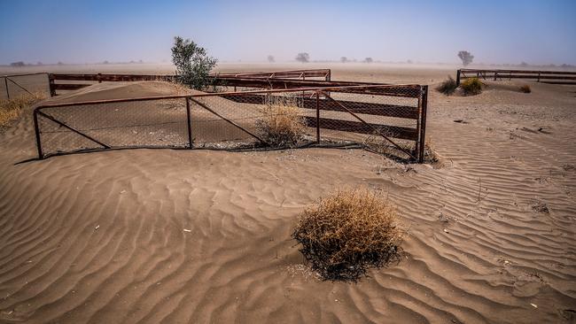 A dust storm blows though a drought-affected property on the Moree Plains.