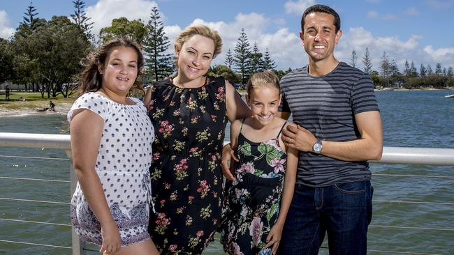 Crisafulli with his family, wife Tegan, two girls Georgia, 12, and Nicola, 10. Picture: Jerad Williams