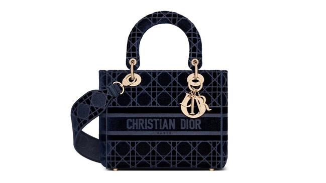 Dior Lady D-Lite” bag in blue velvet Cannage embroidery, $7,600, dior.com