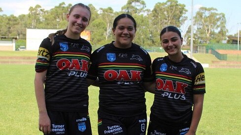 Dynamic trio: (L-R) Emu Plains stars Ellyssa Myers, Anita Saito and Matilda Vella in their Penrith Panthers kit. Picture: Emu Plains