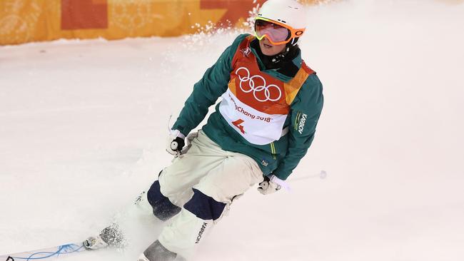 Britt Cox of Australia during the Freestyle Skiing Womens Moguls Final on day two of the PyeongChang. Picture: Getty images.