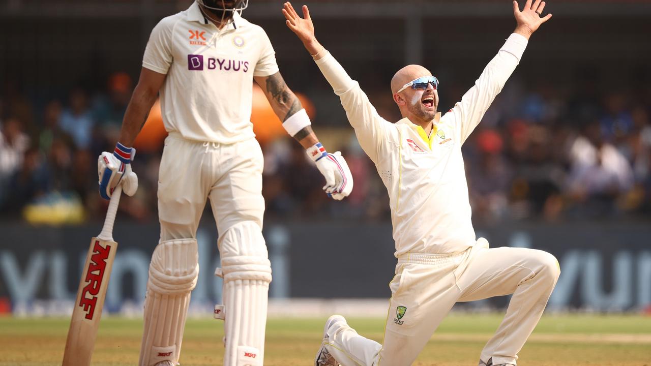 Nathan Lyon picked up 11 wickets for the match in Australia’s Indore win. Picture: Getty Images