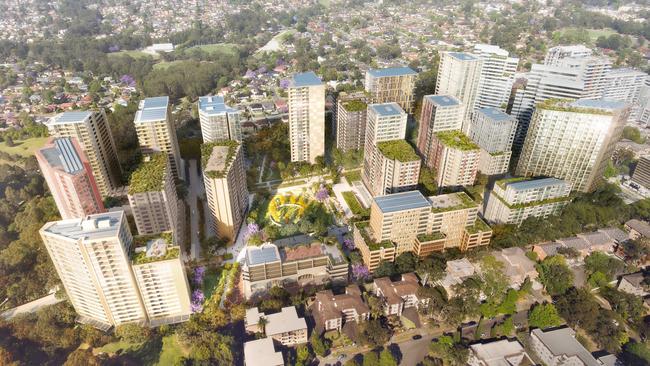 An artist’s impression of the Ivanhoe Estate housing development in Sydney’s northwest.