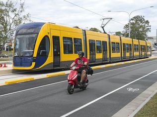 Light rail on the Gold Coast. Picture: DAVE HUNT-AAP