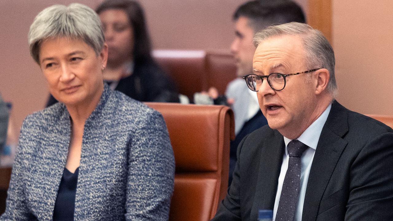 Foreign Minister Penny Wong and Prime Minister Anthony Albanese sided with the corrupt forces within the UN providing for its disgraced Palestinian welfare agency, UNRWA. Picture: Hilary Wardhaugh/AFP