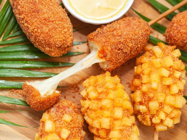 Fancy corn dogs.