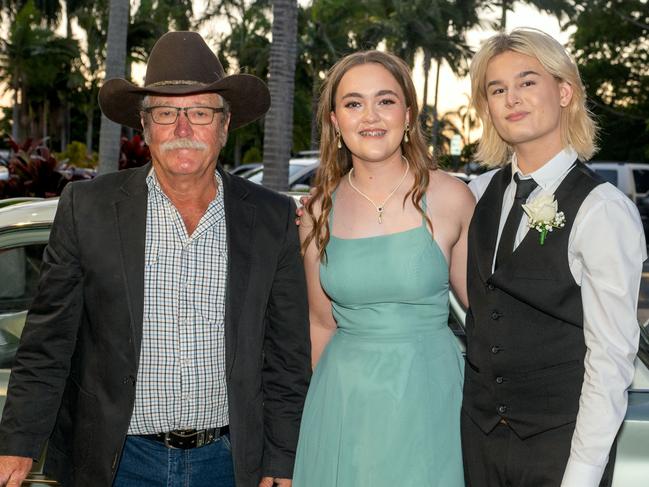Greg Boto, Kayla Dayes and Cohen Goodson at Whitsunday Anglican School Year 12 Formal Saturday 16 September 2023 Picture: Michaela Harlow