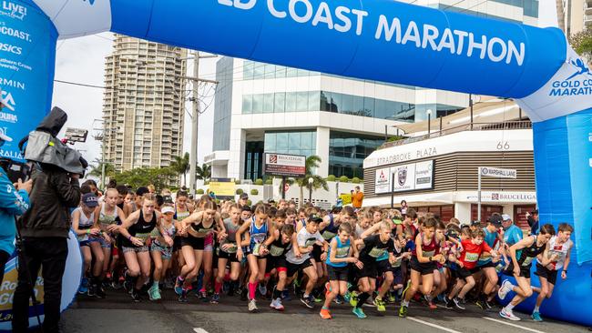 4km Junior Dash start at the Gold Coast Marathon. Picture: Marathon Photos.